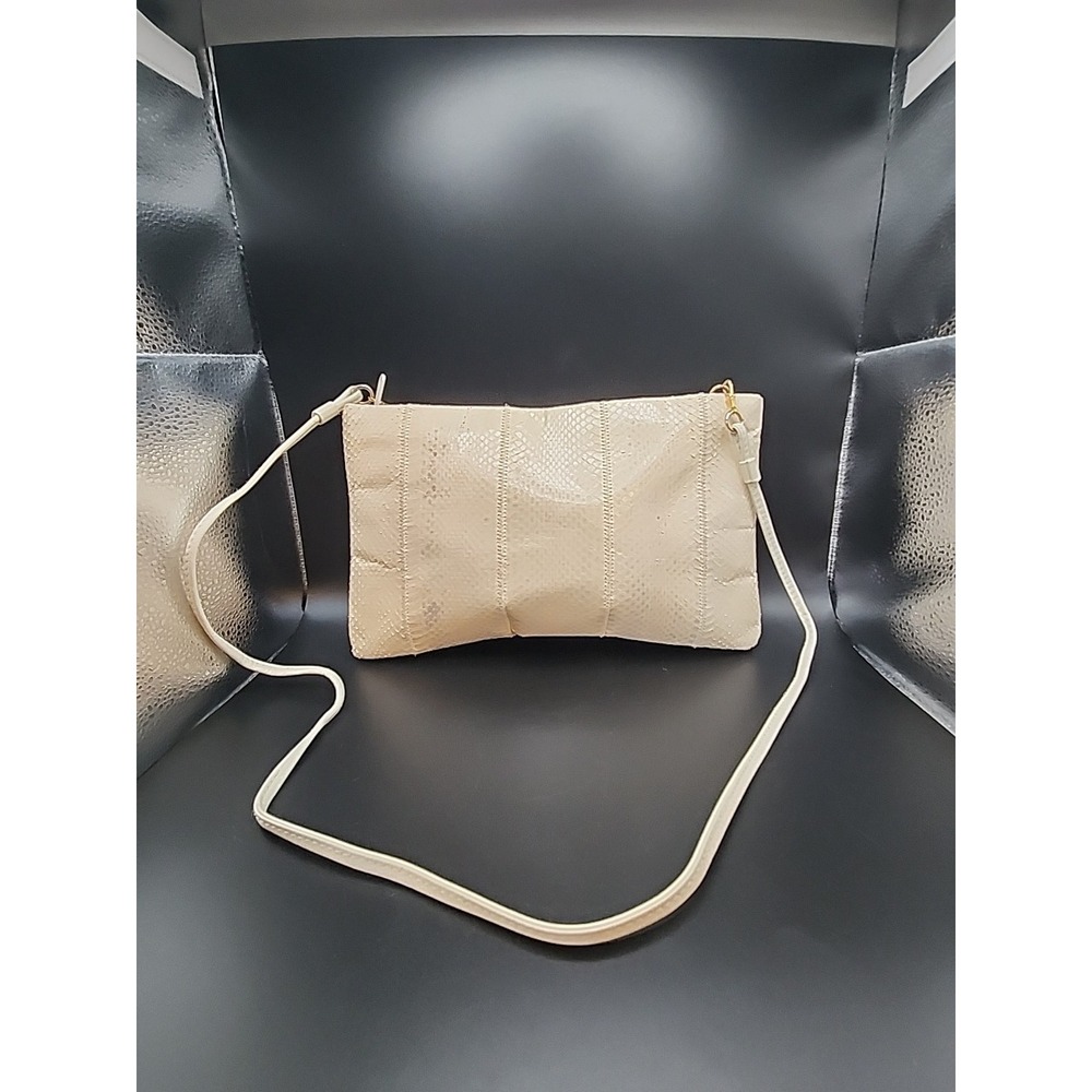 Vintage 80s Genuine Snakeskin Purse/Clutch White 10.75" X 6.5" TJW By‎ Mervyn's